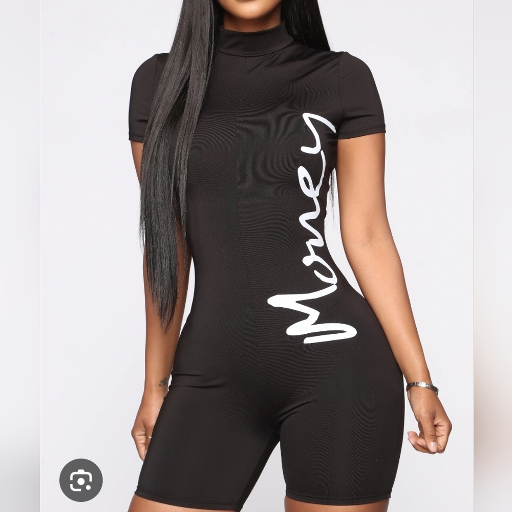 Fashion Nova Womens Black Show Me The Money Romper